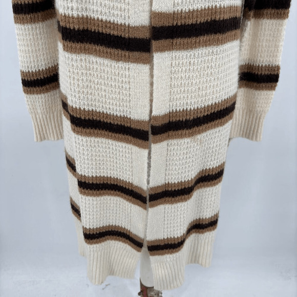 Women's Striped Open Midi Cardigan Size Medium Casual Cozy 90s Academia Y2K - Picture 7 of 12